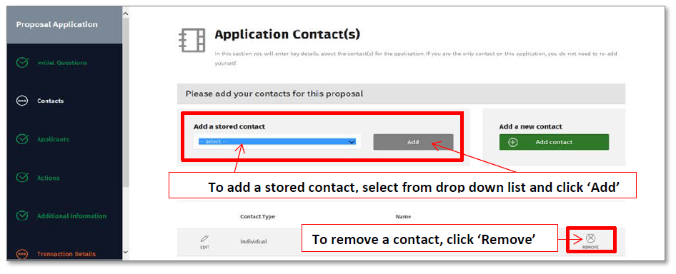 Add or remove a contact