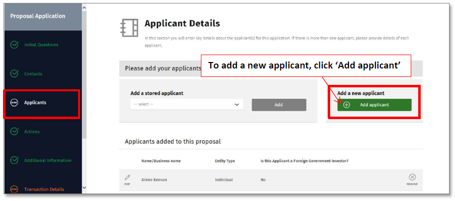 How to add a applicant