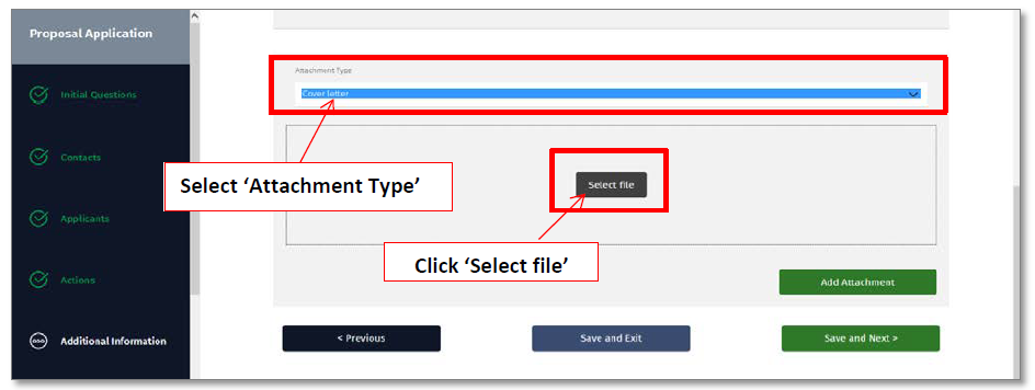 Selecting the attachment type