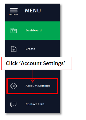 Portal Dashboard - click on Account Settings